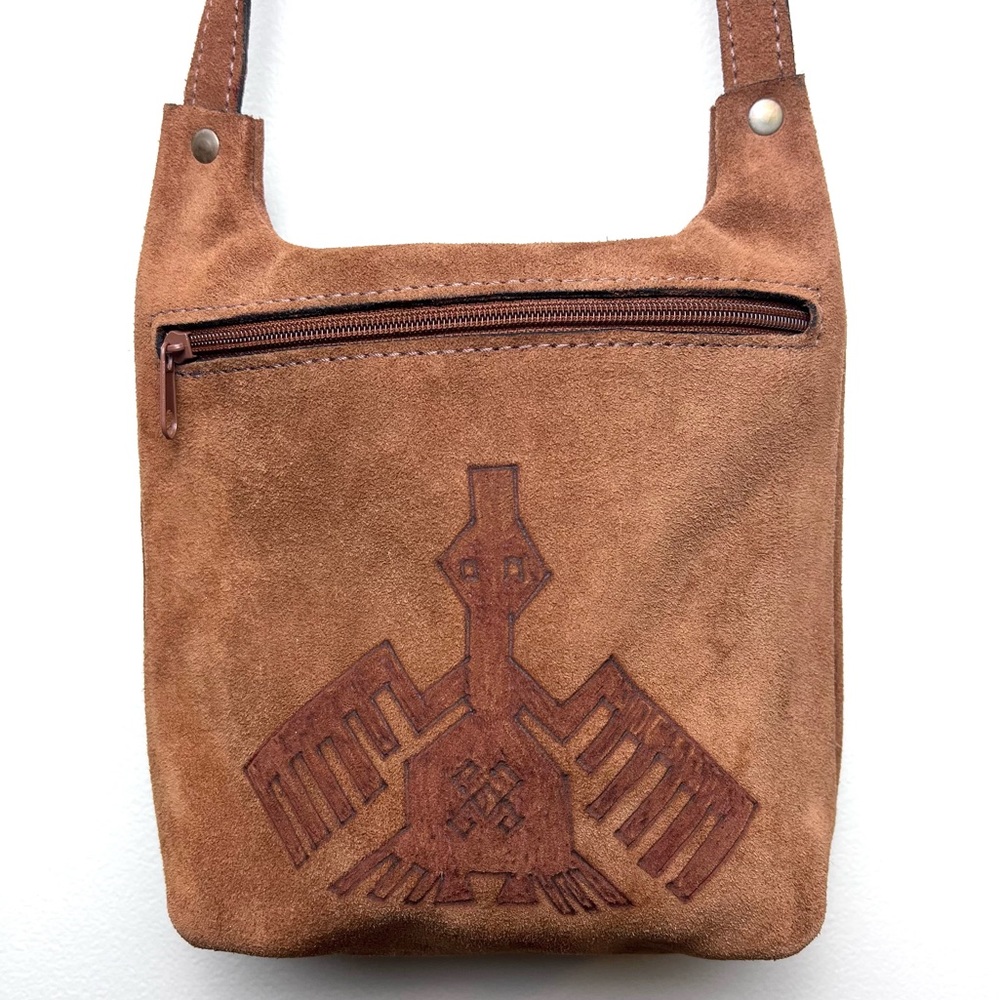 Vintage Suede Thunder Bird Cross Body Slim Bag - Picture 4 of 14